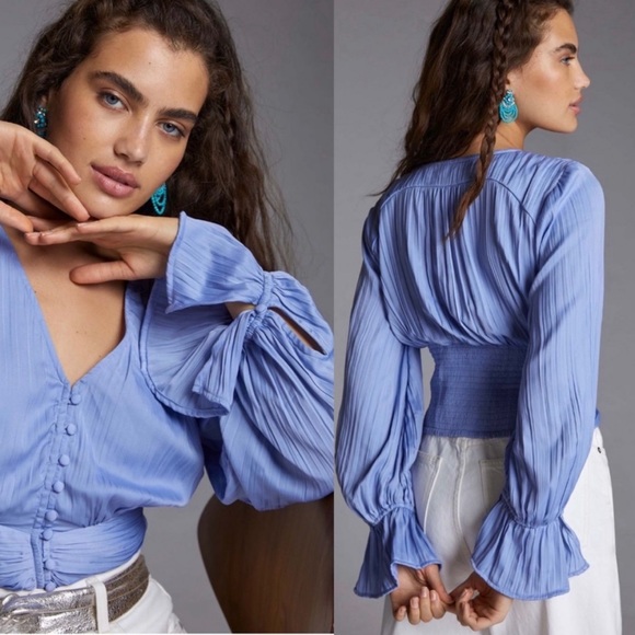 NWT Anthropologie Silky Smoked Sensual Plunge Blouse size S - Picture 4 of 7